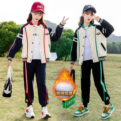 HBC040924-10 طقم بناتي شتوي مبطن فرو قطعتين ( جكيت + بنطلون)