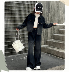 WZH191124-18 طقم جينز قطعتين ( جكيت + بنطلون)