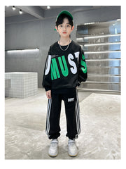 WZS040924-6 طقم ولادي قطني خريفي ربيعي قطعتين ( بلوزة + بنطلون)