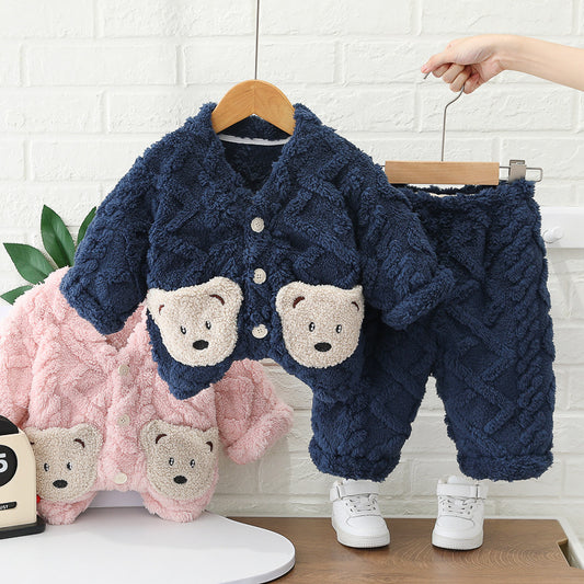 SSX220824-46 بجامة تقيلة كتير ليست فرو خفيف خامة ممتازة غسيل ولبس قطعتين ( جكيت + بنطلون)