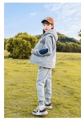 HBC040924-8 طقم بناتي شتوي مبطن فرو بالكامل 3 قطع ( بلوزة + فست + بنطلون)