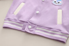 SSN040924-7 طقم بناتي قطن دافي خريفي ربيعي 3 قطع ( جكيت + بنطلون + حقيبة )