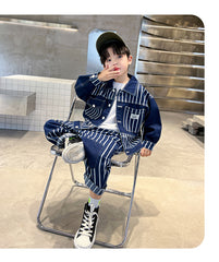 RM1227-16 طقم جينز ولادي قطعتين ( جكيت + بنطلون )