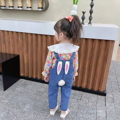 RM231223-40 طقم بناتي قطعتين ( افرهول جينز + قميص )