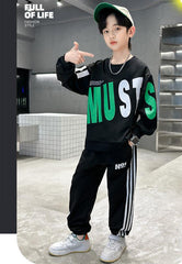 WZS040924-6 طقم ولادي قطني خريفي ربيعي قطعتين ( بلوزة + بنطلون)