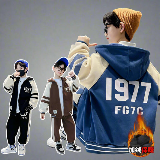 WZS040924-16 طقم سبورت شتوي مبطن فرو بالكامل قطعتين ( جكيت + بنطلون)