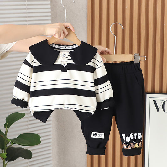 SSX220824-142 طقم ولادي قطعتين ( بلوزة + بنطلون) خريفي ربيعي