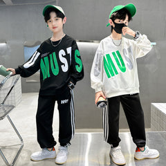 WZS040924-6 طقم ولادي قطني خريفي ربيعي قطعتين ( بلوزة + بنطلون)