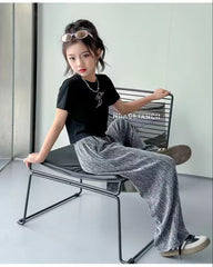 RM150424-36 طقم بناتي صيفي قطعتين ( بلوزة + بنطلون)