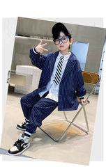 RM1227-27 بدلة ولادي 4 قطع ( جكيت + قميص + بنطلون + جرافة)