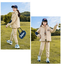 HBC040924-8 طقم بناتي شتوي مبطن فرو بالكامل 3 قطع ( بلوزة + فست + بنطلون)