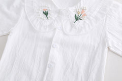 RM0608-21 طقم بناتي 3 قطع ( قميص + فست صوف مورد+ بنطلون جينز )