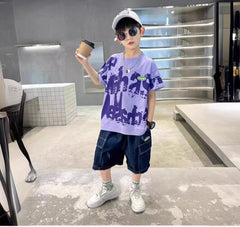 FU14042024-13 طقم ولادي قطعتين ( بلوزة + بنطلون)