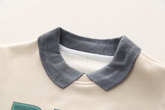 SSX220824-19 طقم ولادي شتوي تقيل مبطن فرو بالكامل قطعتين ( بلوزة + بنطلون)