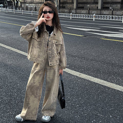 WZH191124-15 طقم جينز قطعتين ( جكيت + بنطلون)