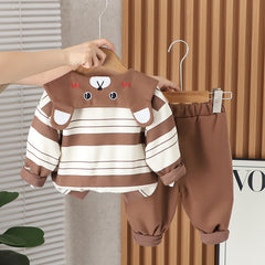 SSX220824-142 طقم ولادي قطعتين ( بلوزة + بنطلون) خريفي ربيعي