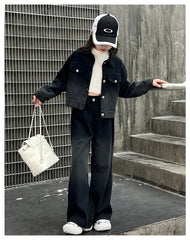 WZH191124-18 طقم جينز قطعتين ( جكيت + بنطلون)