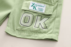 SSX220824-9 طقم ولادي قطعتين ( بلوزة قطنية + شورت ) توب كوليتي