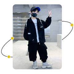 WZ261124-5 ترينج ولادي قطن ربيعي خريفي قطعتين ( جكيت + بنطلون)