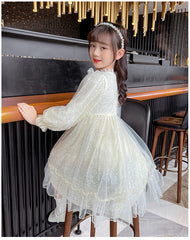 RM1231-05 فستان بناتي ناعم مزين باللولو لأعياد الميلاد والحفلات