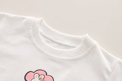 SSN040924-62 طقم بناتي قطن خريفي ربيعي 3 قطع ( جكيت + بلوزة + بنطلون جينز )