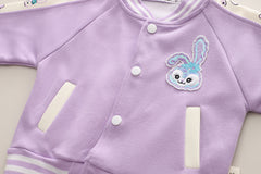 SSN040924-7 طقم بناتي قطن دافي خريفي ربيعي 3 قطع ( جكيت + بنطلون + حقيبة )