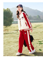 RM090424-3 بدلة سبورت قطني بناتي 3 قطع ( بلوزة + جكيت + بنطلون )