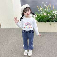 AO0508-64 طقم بناتي 3 قطع ( بلوزة + جكيت + بنطلون جينز )