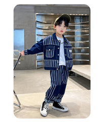 RM1227-16 طقم جينز ولادي قطعتين ( جكيت + بنطلون )