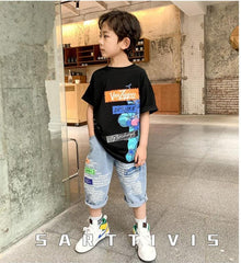 FU14042024-27 طقم ولادي قطعتين ( بلوزة + شورت)