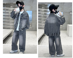 WZH301124-34 طقم ولادي جينز قطعتين ( جكيت + بنطلون)