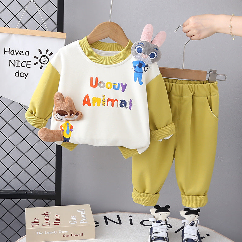 SSX220824-102 طقم قطن اصلي ربيعي خريفي قطعتين (بلوزة + بنطلون)