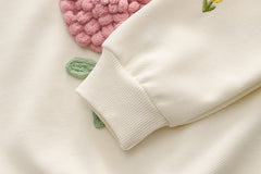 RM0115-11 طقم بناتي ربيعي خريفي مطرز بالورد قطعتين (بلوزة + بنطلون جينز ناعم)