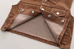 SSX220824-161 طقم ولادي 3 قطع ( بلوزة + فست جينز + بنطلون جينز)