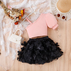 EU120424-40 طقم بناتي قطعتين ( بلوزة + تنورة )