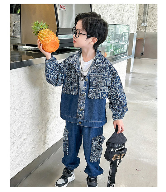 RM1227-20 طقم جينز ناعم و فاخر بجي قطعتين ( جكيت + بنطلون)