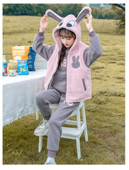 HBC040924-9 طقم بناتي شتوي تقيل مبطن فرو بالكامل 3 قطع ( بلوزة + فست + بنطلون)