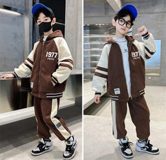 WZS040924-16 طقم سبورت شتوي مبطن فرو بالكامل قطعتين ( جكيت + بنطلون)