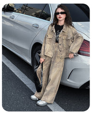 WZH191124-15 طقم جينز قطعتين ( جكيت + بنطلون)