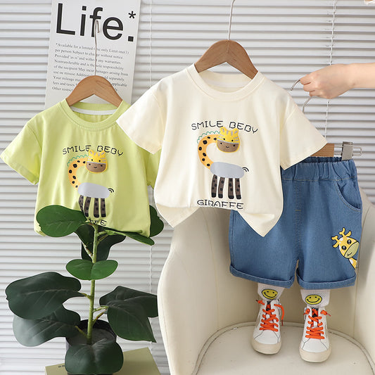 SSX220824-65 طقم ولادي صيفي قطعتين ( بلوزة + شورت)