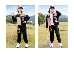 HBC040924-5 طقم بناتي شتوي تقيل مبطن فرو قطعتين ( جكيت + بنطلون)