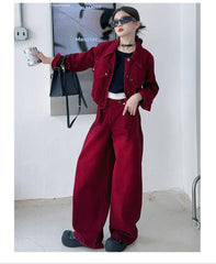 WZH191124-30 طقم بناتي قطعتين ( جكيت + بنطلون)