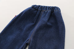 SSN040924-4 طقم جينز ولادي خريفي ربيعي 3 قطع ( بلوزة قطن + جكيت جينز + بنطلون جينز )