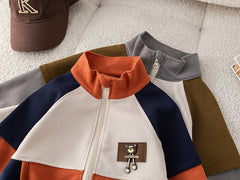 SSX220824-121 بدلة 3 قطع قطن  خريفي ربيعي دافي ( بلوزة + جكيت + بنطلون)