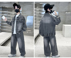 WZH301124-34 طقم ولادي جينز قطعتين ( جكيت + بنطلون)