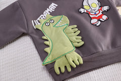 SSX220824-150 طقم ولادي قطن تقيل خريفي ربيعي ( بلوزة + بنطلون)