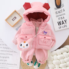 SSN040924-1 طقم شتوي 4 قطع تقيل ( جكيت + فست نفخ + بنطلون + حقيبة)