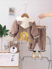 طقم ولادي قطن تقيل خريفي ربيعي 4 قطع ( جكيت + بلوزة + بنطلون + شنتة )SSN040924-39