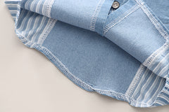 SSX220824-88 طقم جينز ولادي صيفي قطعتين ( قميص + شورت)