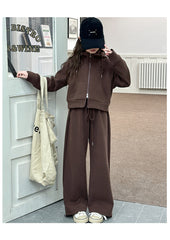 WZH191124-2 ترينج شتوي تقيل مبطن فرو (جكيت+ بنطلون)